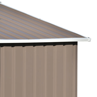 TOPMAX Patio 6ft x4ft Bike Shed Garden Shed, Metal Storage Shed with Adjustable Shelf and Lockable Door, Tool Cabinet with Vents and Foundation for Backyard, Lawn, Garden, Brown