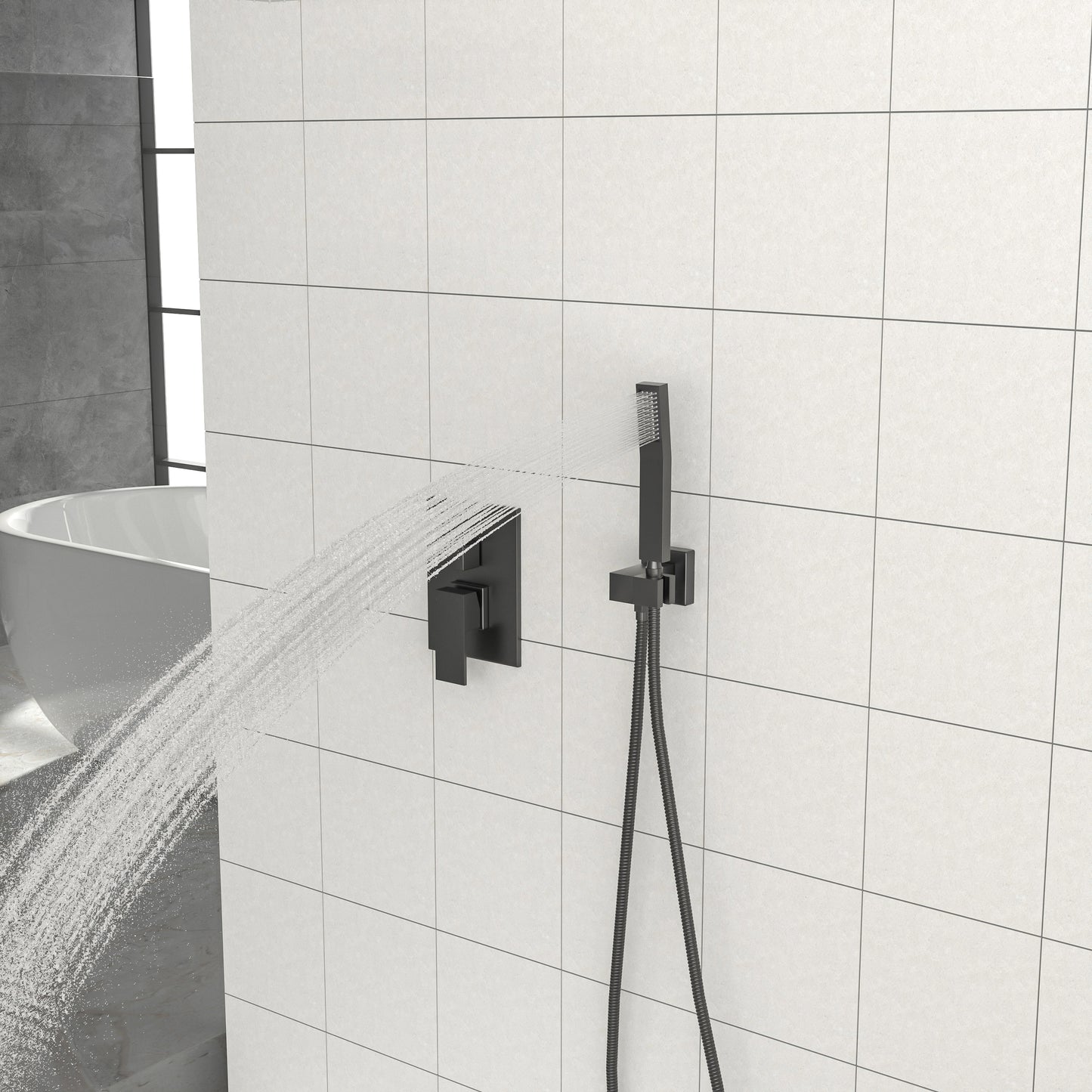 10" Rain Shower Head Systems,Matte Black,Ceiling Mounted shower