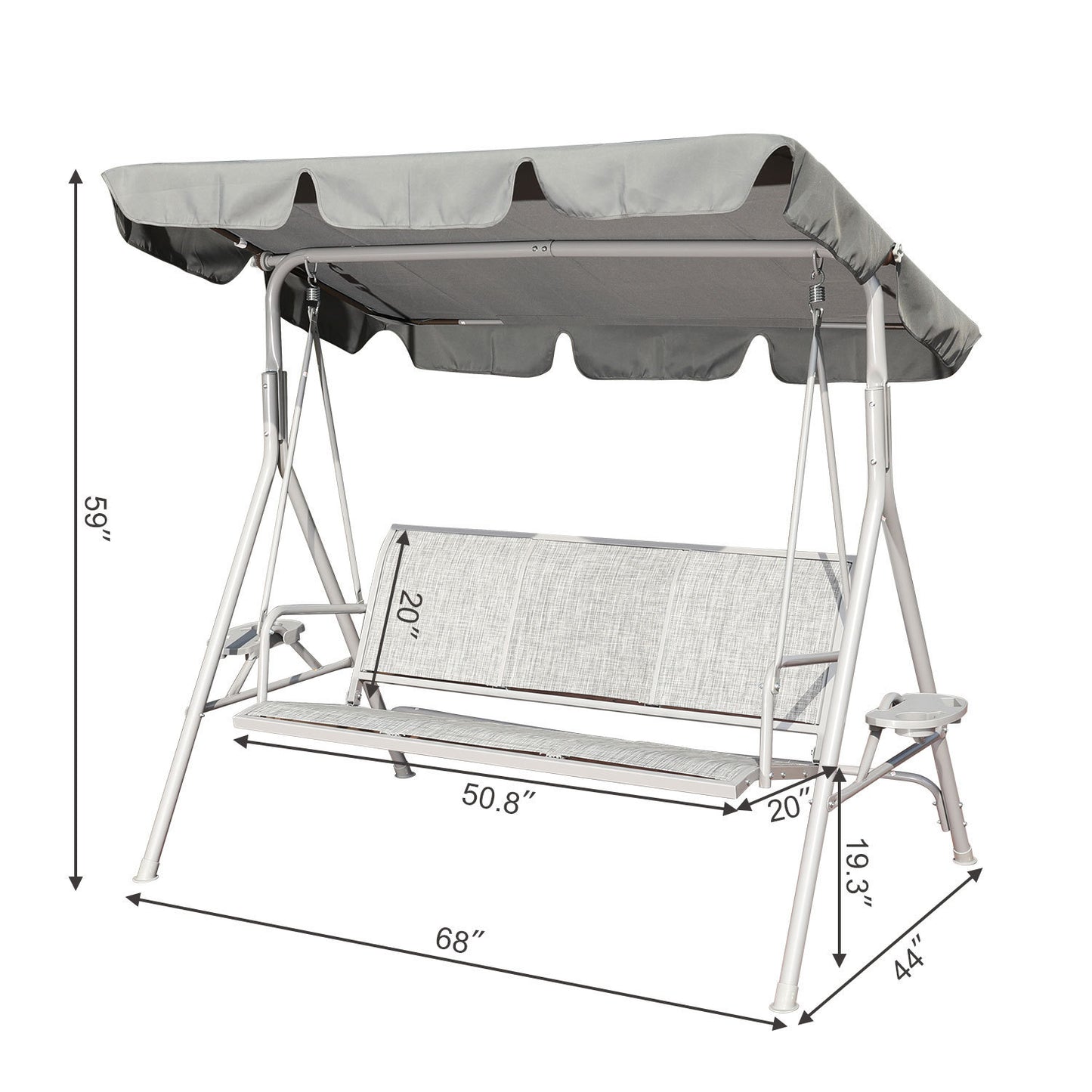 Outdoor Yard Textilene Swing Chair , Grey