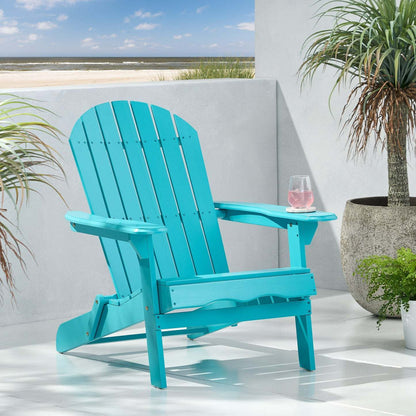 Classic Teal Foldable Acacia Adirondack Chair