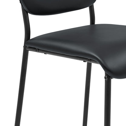 Pu Faux Leather Bar Stools Set of 2, Pub Barstools with Back and Footrest, Black (18.25"x20“x38.5”）