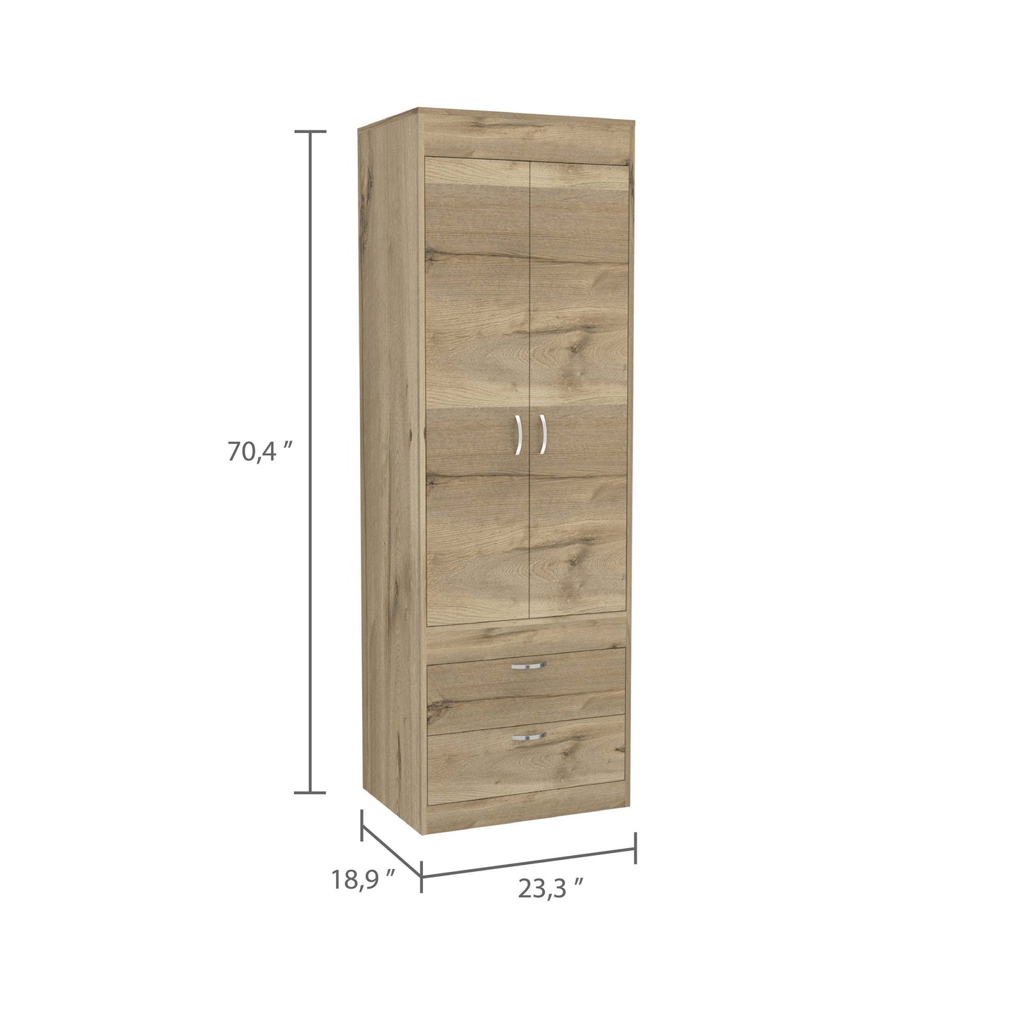 Willow Grove 2-Drawer Armoire Light Oak