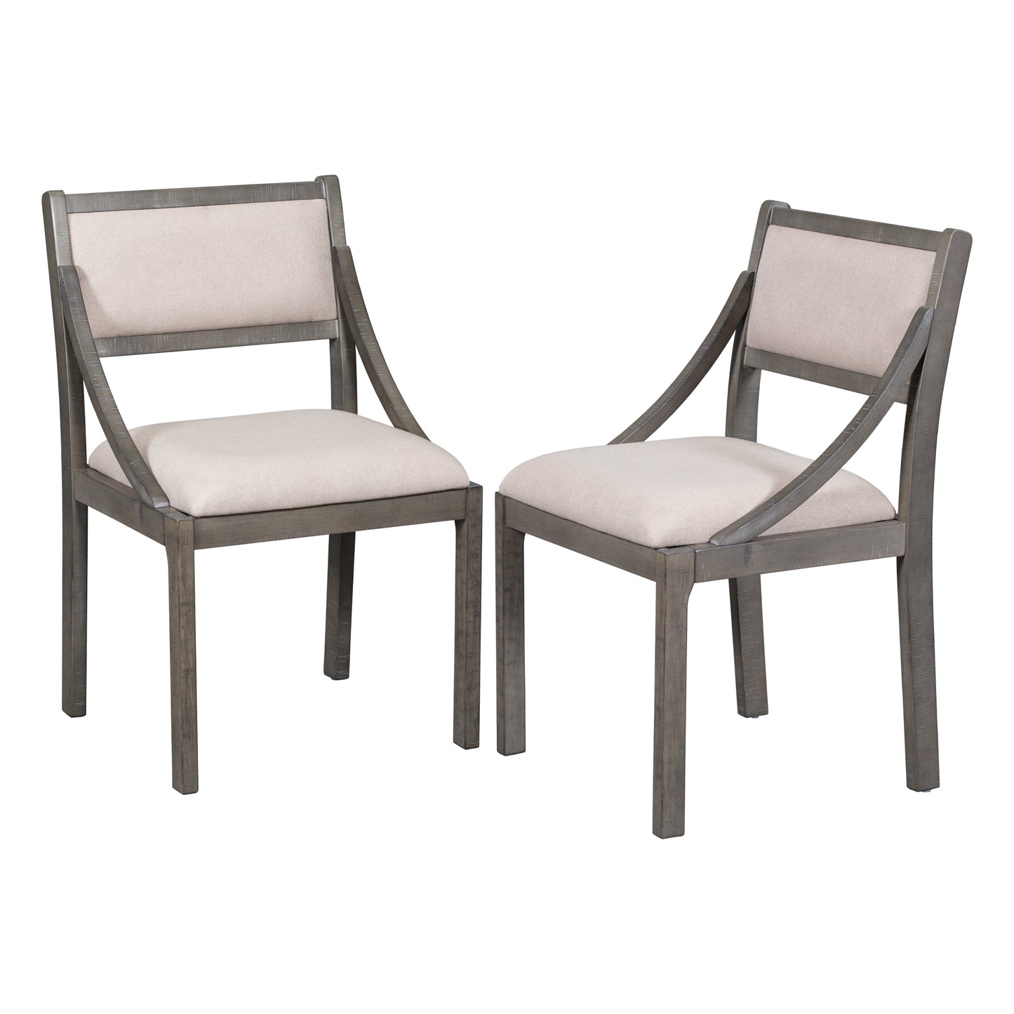 TREXM Retro Wood Dining Chairs Set of 2, Upholstered Chairs with Solid Wood Legs and Frame for Kitchen, Living Room, Dining Room (Gray)