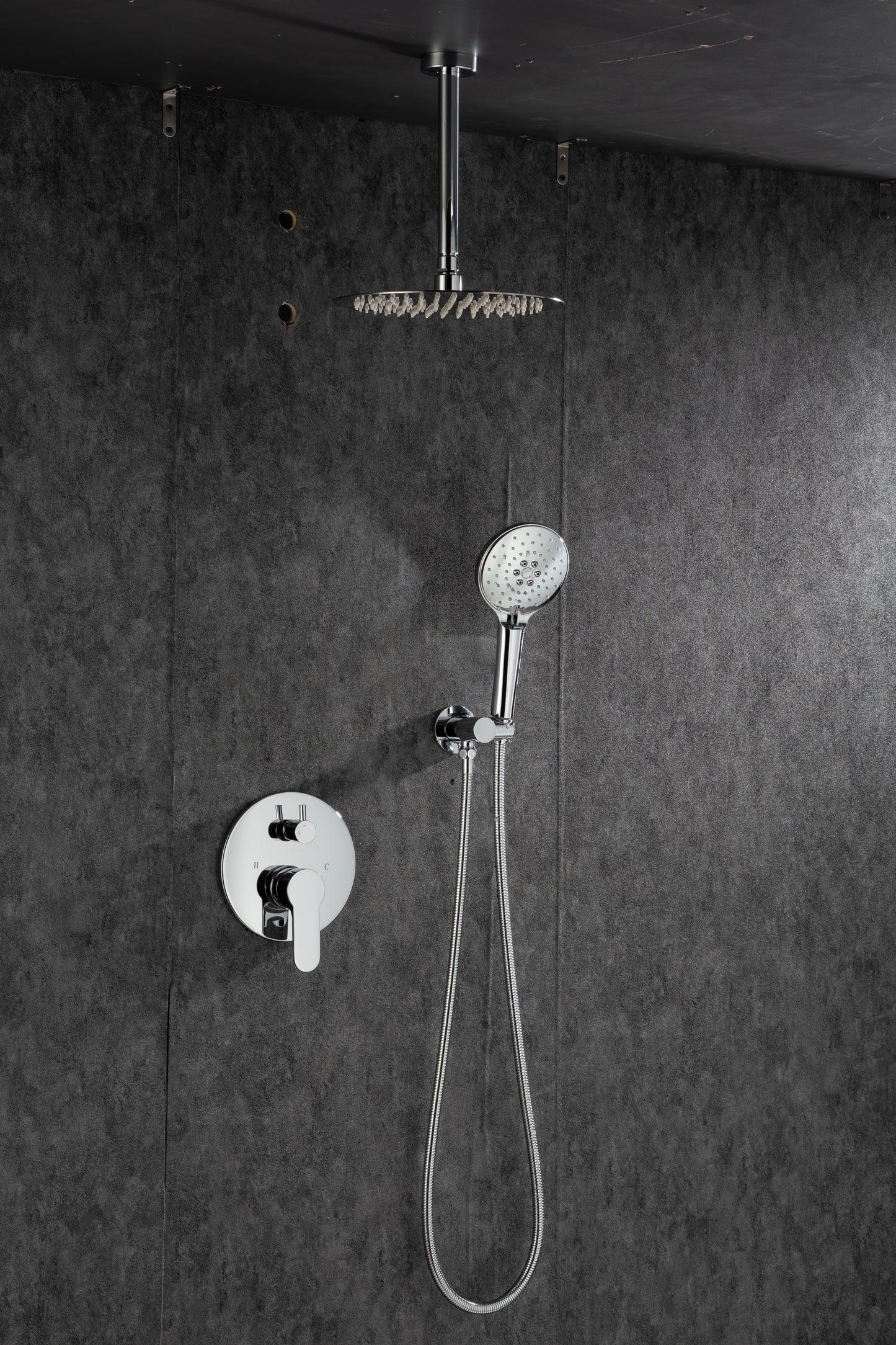 Black Shower System, Ceiling Rainfall Shower Faucet Sets Complete of High Pressure, Rain Shower Head with Handheld, Bathroom 10\\\'\\\' Shower Combo with Rough-in Valve Included