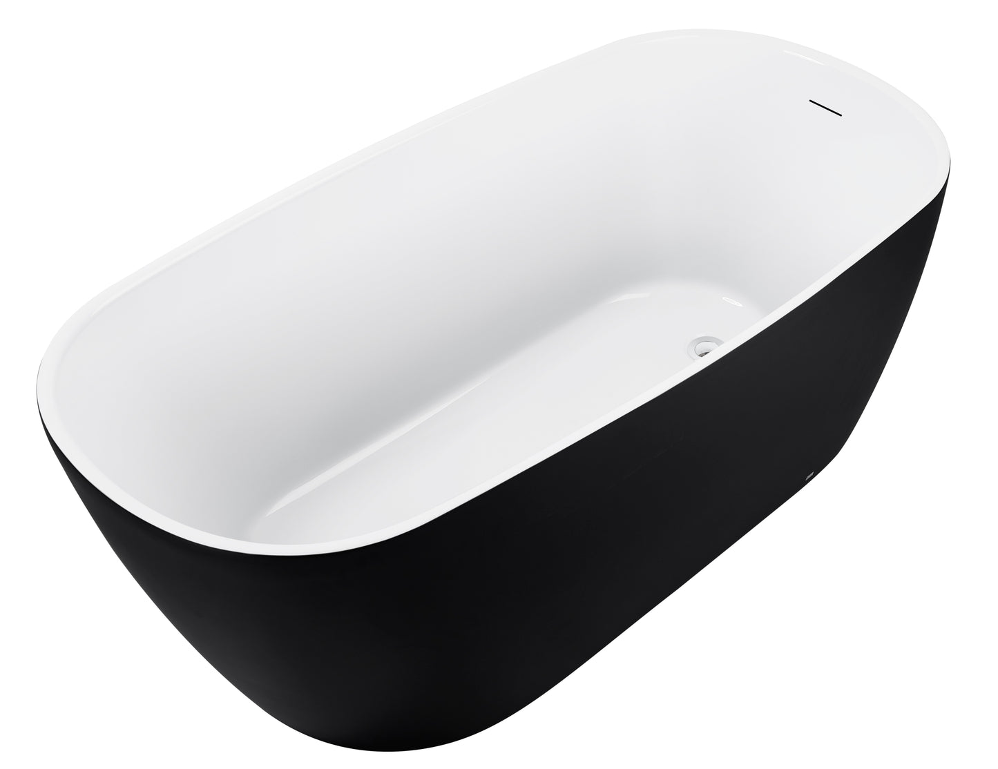 59" 100% Acrylic Freestanding Bathtub，Contemporary Soaking Tub，white inside black outside