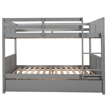 Full Over Full Bunk Bed with Twin Size Trundle, Gray ( old sku: LP000150AAE )