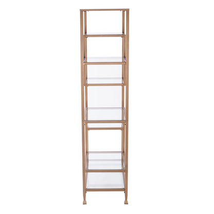 Jaymes Metal/Glass Asymmetrical Étagère/Bookcase - Gold