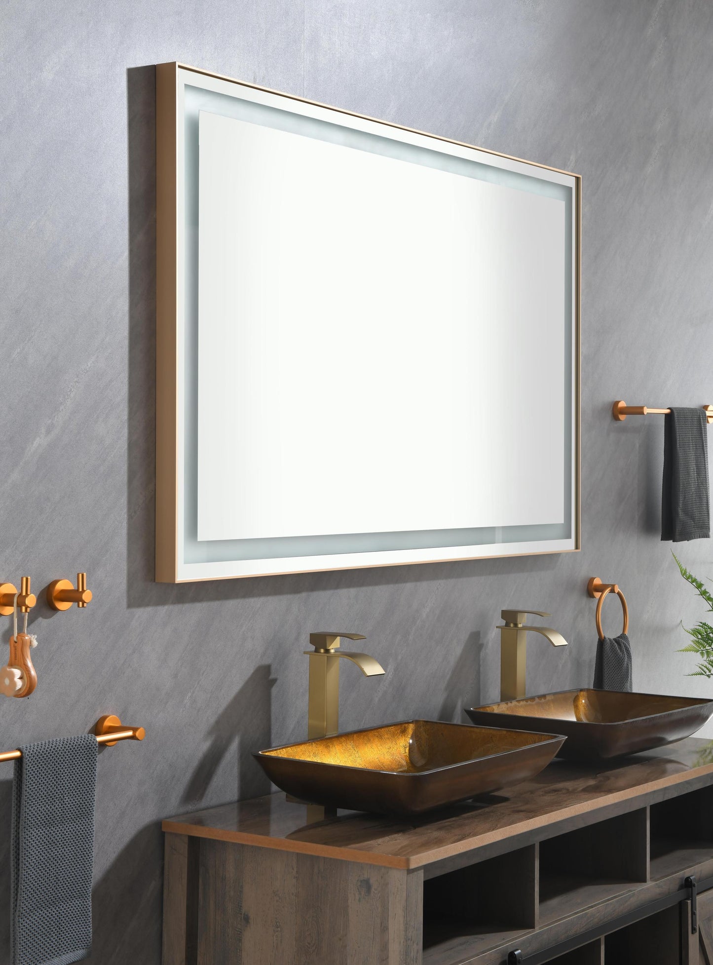 84*36 LED Lighted Bathroom Wall Mounted Mirror with High Lumen+Anti-Fog Separately Control