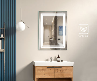 24 x 32 Inch LED Mirror Bathroom Wall Mounted Vanity Mirror Anti-Fog Mirror Dimmable Lights Brightness Memory , with Touch Switch(Horizontal/Vertical)