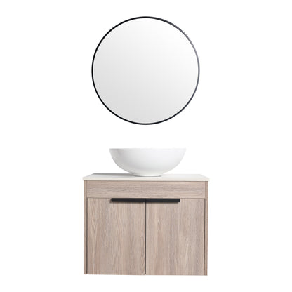 24 " Modern Design Float Bathroom Vanity With Ceramic Basin Set,  Wall Mounted White Oak Vanity  With Soft Close Door,KD-Packing，KD-Packing，2 Pieces Parcel（TOP-BAB321MOWH）