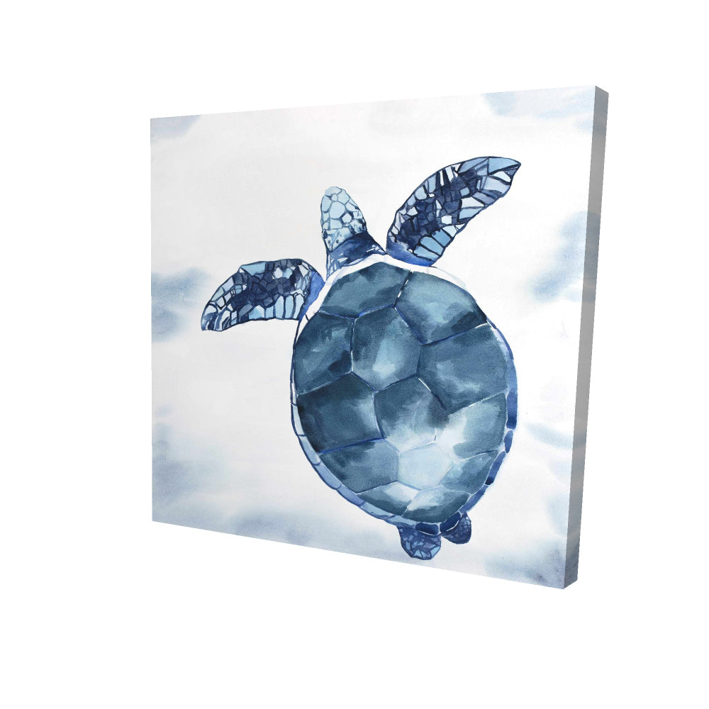 Watercolor blue turtle - 32x32 Print on canvas