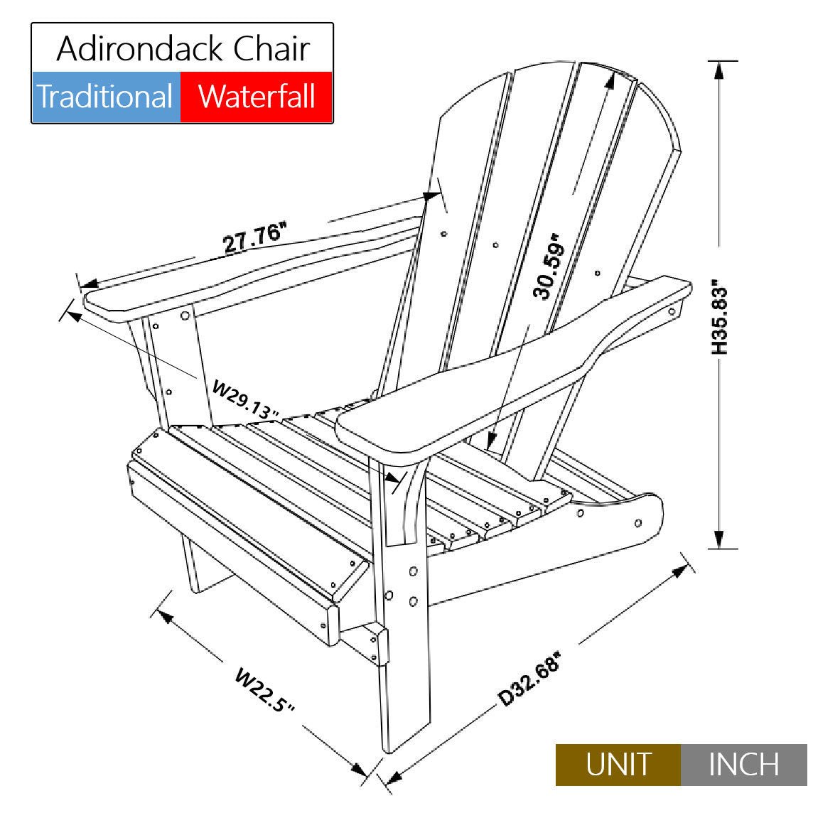 HDPE Adirondack Chair, Fire Pit Chairs, Sand Chair, Patio Outdoor Chairs,DPE Plastic Resin Deck Chair, lawn chairs, Adult Size ,Weather Resistant for Patio/ Backyard/Garden , Brown, Set of 2