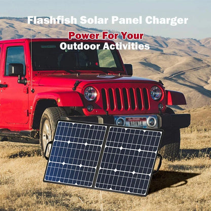 50W 18V Portable Solar Panel, Foldable Solar Charger with 5V USB 18V DC Output Compatible with Portable Generator, Smartphones, Tablets and More