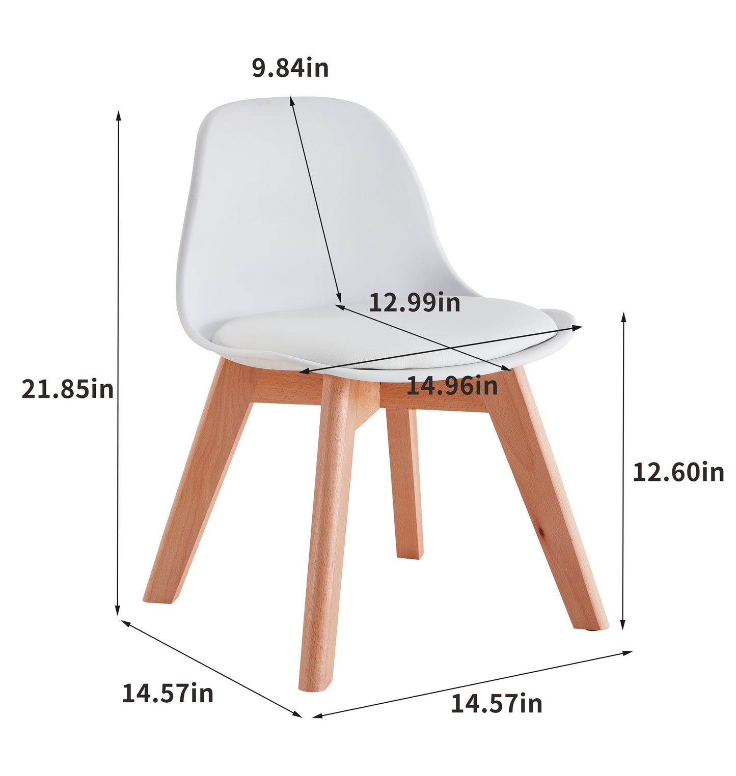 BB chair ,wood leg; pp back with cushion, white, 2 pcs per set