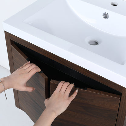 Bathroom Cabinet With Sink,Soft Close Doors,Float Mounting Design,24 Inch For Small Bathroom,24x18KD-Packing）