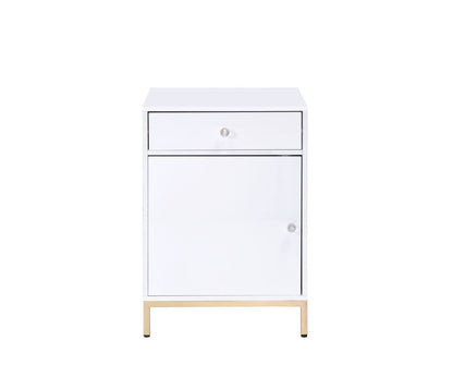 ACME Ottey Cabinet in White High Gloss & Gold 92543