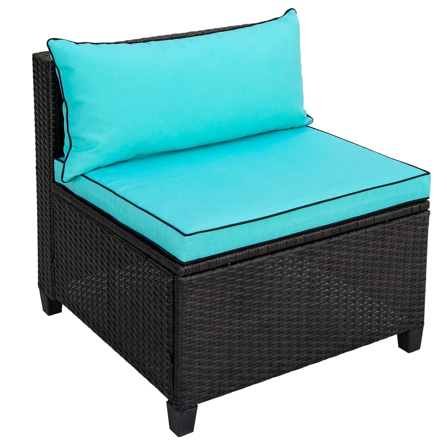 U-style Quality Rattan Wicker Patio Set, U-Shape Sectional Outdoor Furniture Set with Cushions and Accent Pillows