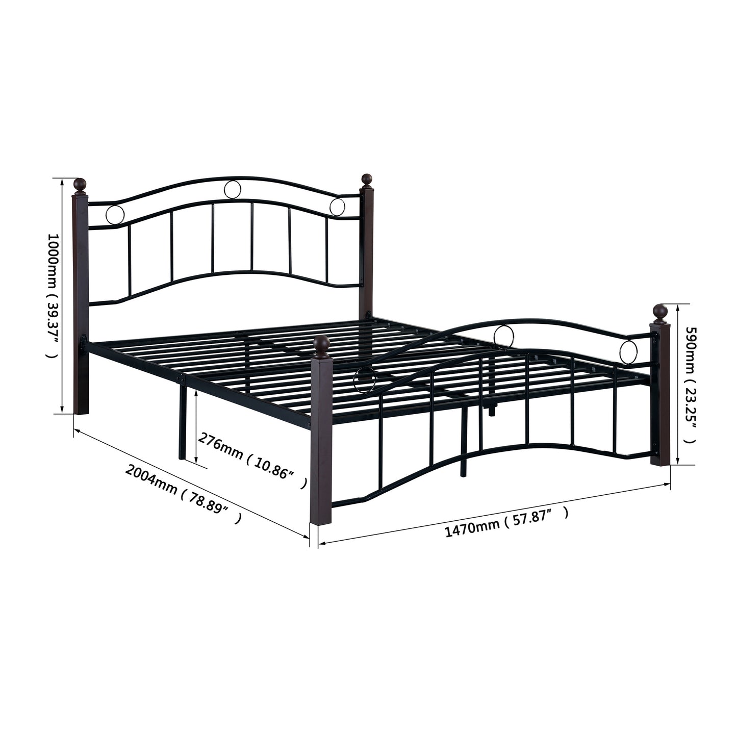 Full Size Metal Bed Frame with Headboard and Footboard