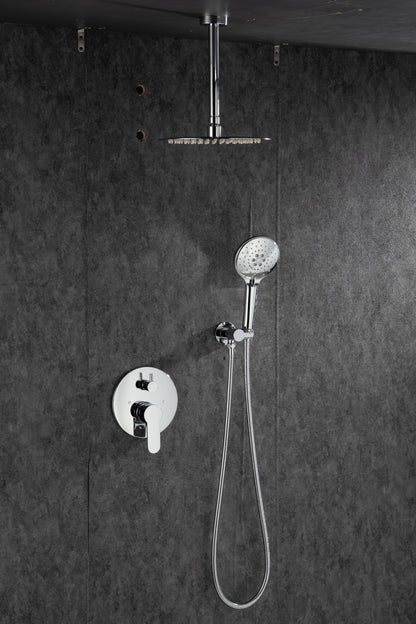 Black Shower System, Ceiling Rainfall Shower Faucet Sets Complete of High Pressure, Rain Shower Head with Handheld, Bathroom 10\\\'\\\' Shower Combo with Rough-in Valve Included