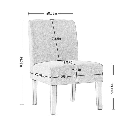 Hengming Living Room Chairs Armless Accent Chairs Set of 2 Side Chairs fabric Sofa Chair Modern  Sitting Chair Slipper Chair for Bedroom Reading Gray.