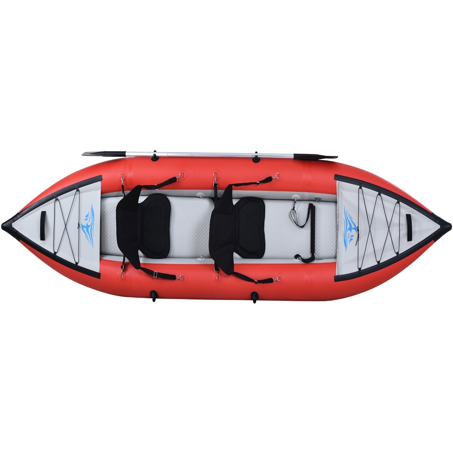 Inflatable Kayak Set with Paddle & Air Pump, Portable Recreational Touring Kayak Foldable Fishing Touring Kayaks, Deluxe Extended Version Tandem 2 Person Kayak