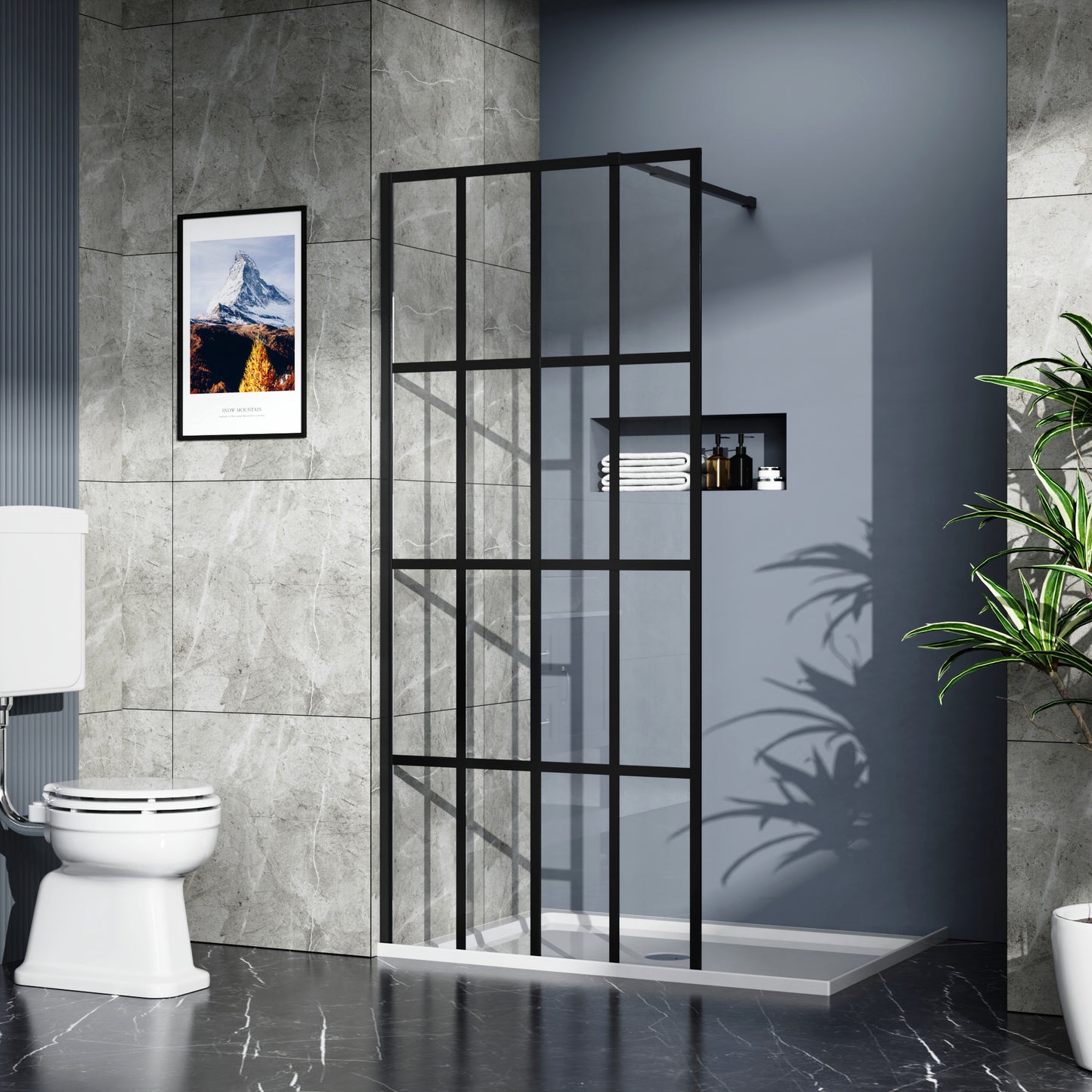 Goodyo 34" X 72" Shower Door Walk-in Black Finish