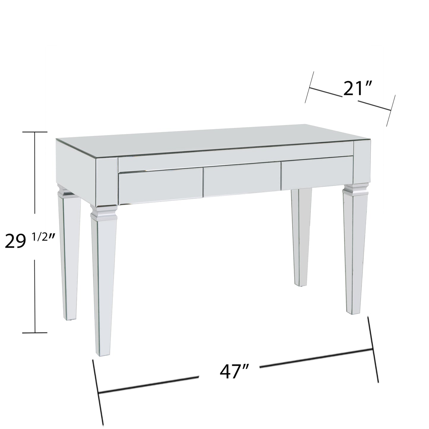 Darien Mirrored Desk - Glam - Silver