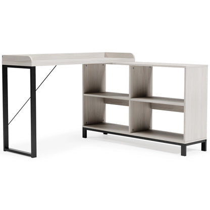 Ashley Bayflynn Casual L-Desk with Open Bookcase in Whitewashed Finish H288-24