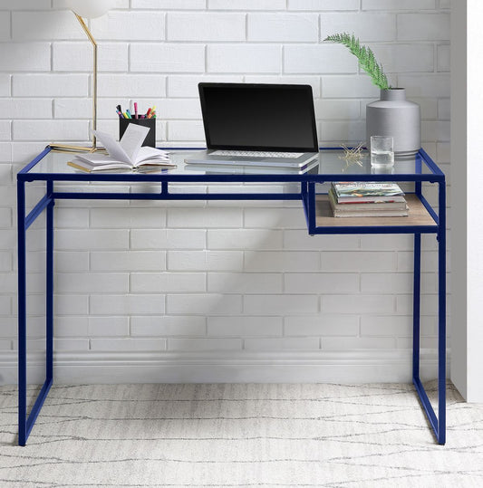 ACME Yasin Desk, Blue & Glass 92586