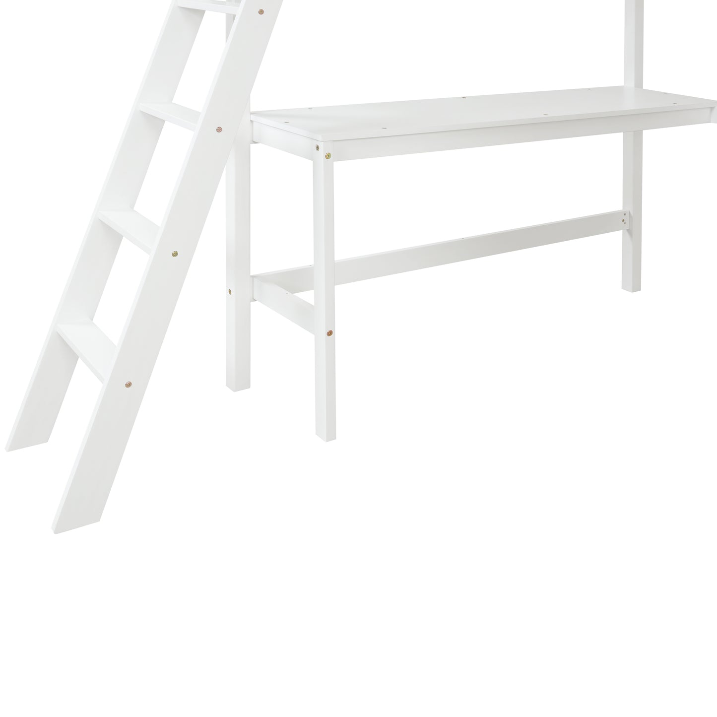 Loft Bed Full with desk,ladder,shelves , White