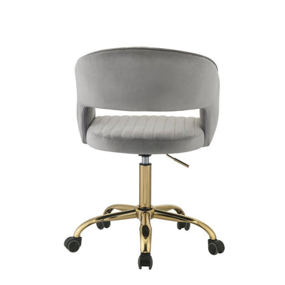 ACME Hopi Office Chair, Gray Velvet & Gold 92940