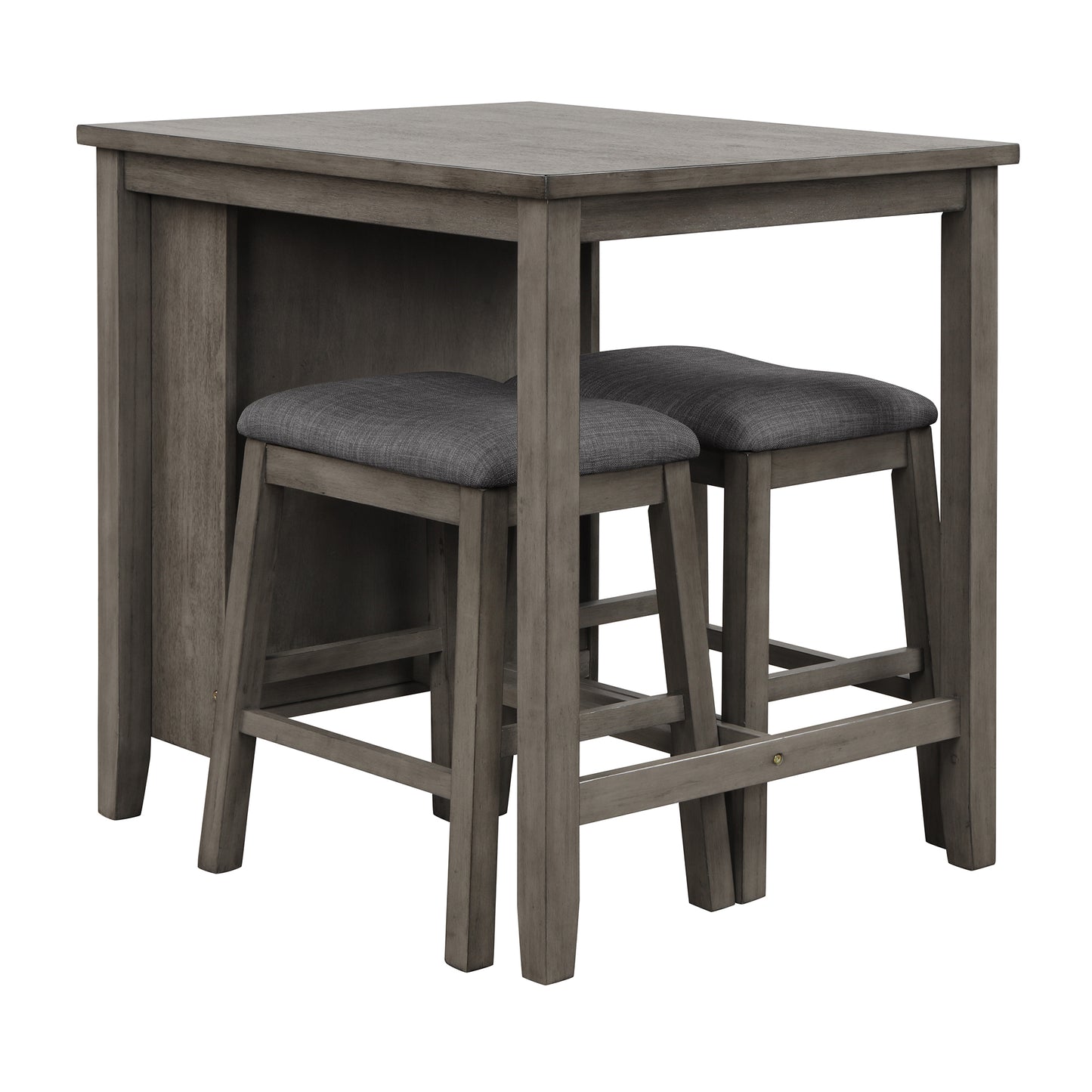 TOPMAX 3 Piece Dining Table with Padded Stools, Table Set with Storage Shelf,Dark Gray