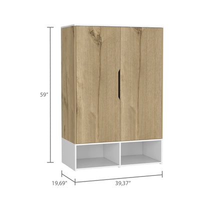 Logan 2-Shelf Armoire Light Oak and White