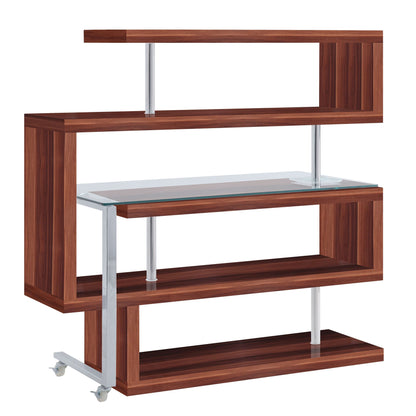 ACME Raceloma Writing Desk w/Shelf, Clear Glass, Walnut & Chrome Finish 93183