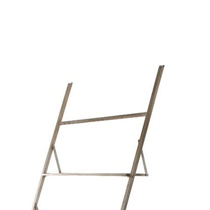 94 Inch 4 Tier Metal Frame Shelf, Ladder Style, Glass, Antique Silver