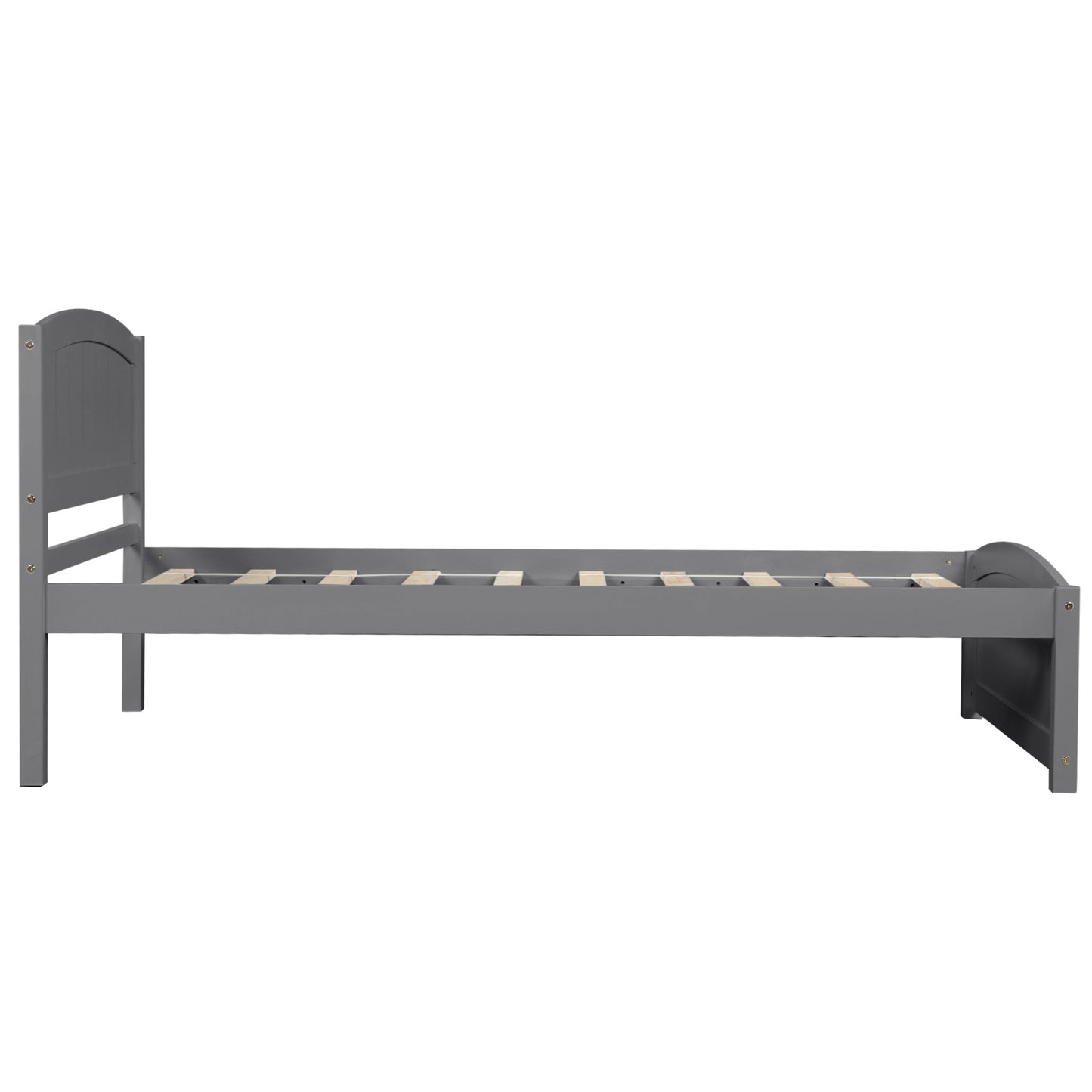 Wood Platform Bed with Headboard,Footboard and Wood Slat Support, Gray