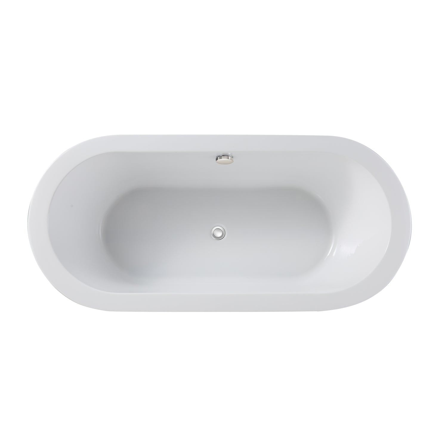 59"L x 29.5\\\'\\\'W Acrylic Art Freestanding Alone White Soaking Bathtub with UPC Certified Brushed Nickel Overflow and Pop-up Drain