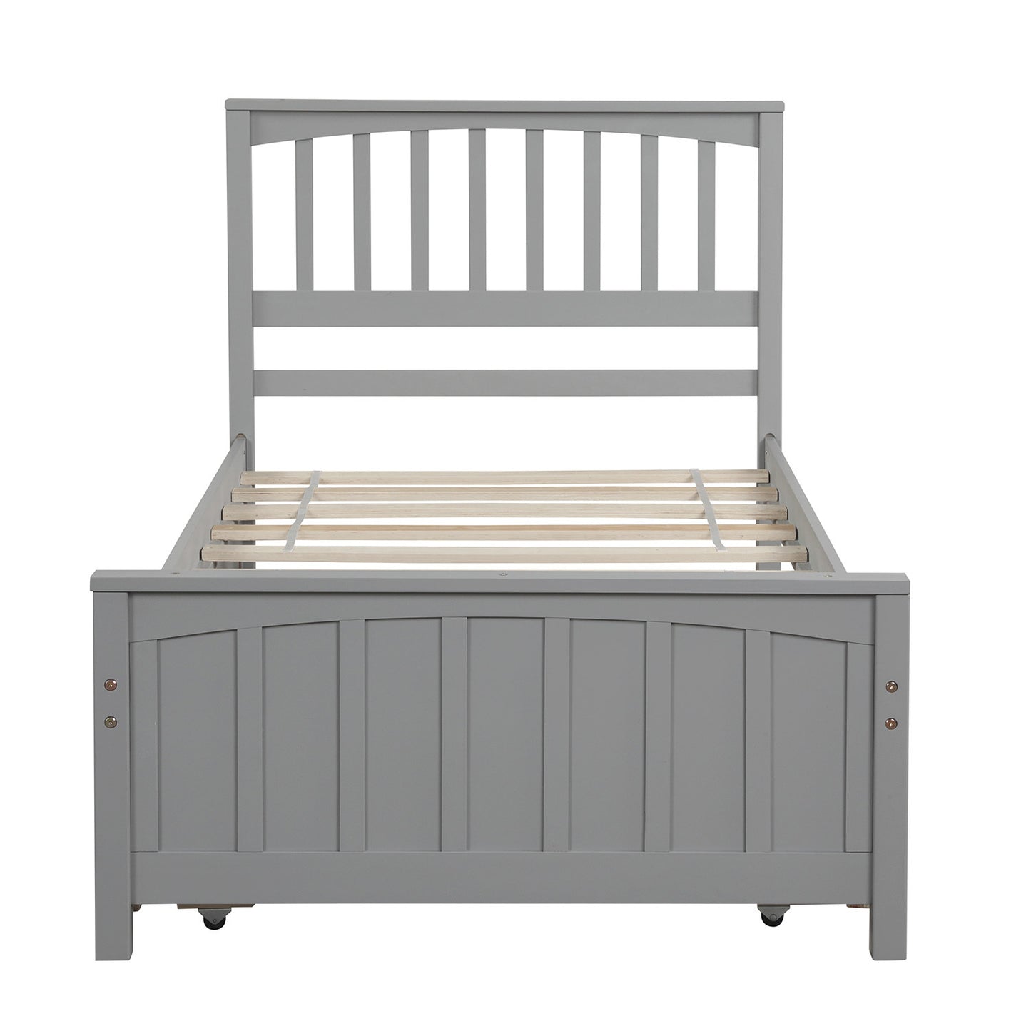 Twin size Platform Bed with Trundle, Gray