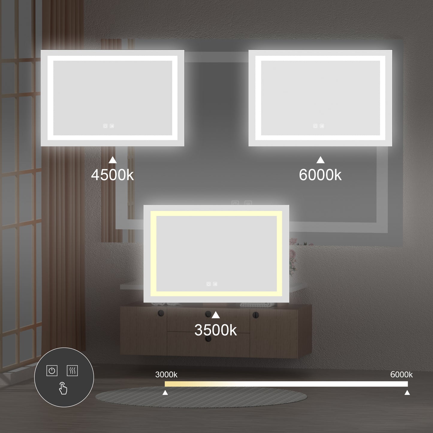 Bathroom Vanity LED Lighted Mirror-36x48in