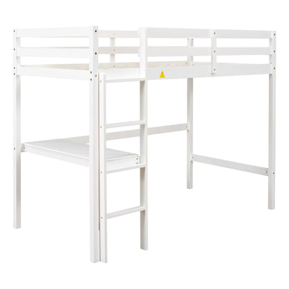 Twin Loft Bed with  built-in desk,White