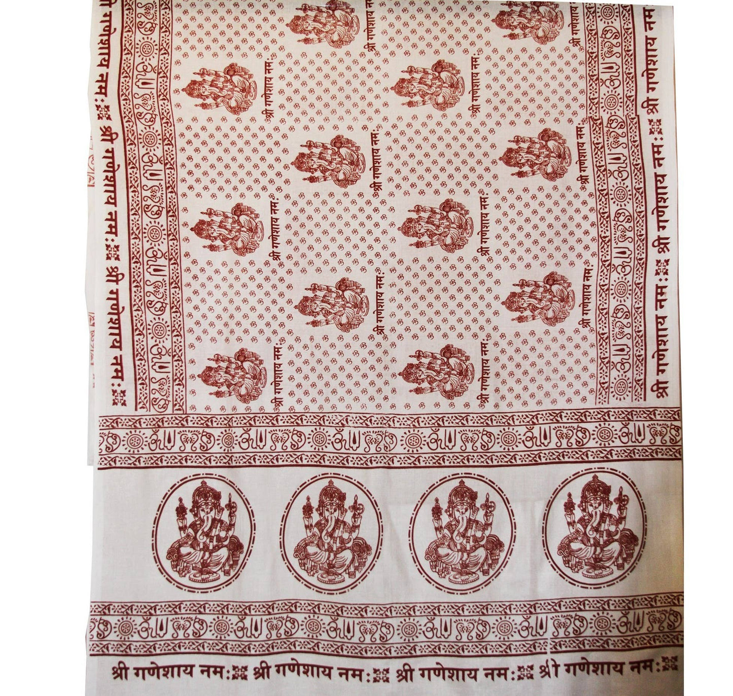 OM GANESHA HINDU YOGA MANTRA MEDITATION PRAYER SHAWL- WHITE by OMSutra