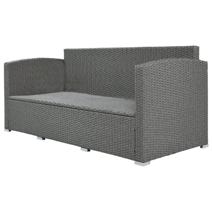 TOPMAX Outdoor Patio 5-Piece All-Weather PE Wicker Rattan Sectional Sofa Set with Multifunctional Table and Ottoman, Gray Wicker+ Beige Cushion