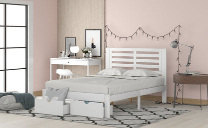 Full Size Platform Bed with Two Drawers, White(OLD SKU:WF198181AAK)