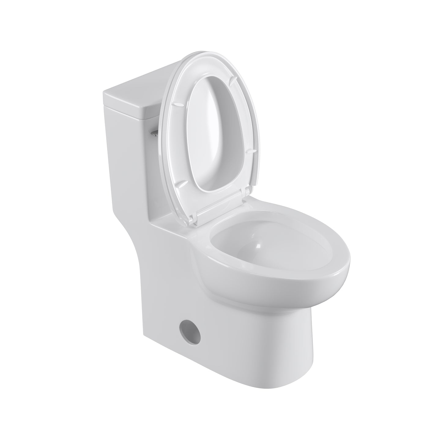 Single Flush Elongated Standard One Piece Toilet with Comfortable Seat Height, Soft Close Seat Cover, High-Efficiency Supply, and White Finish Toilet Bowl (White Toilet)