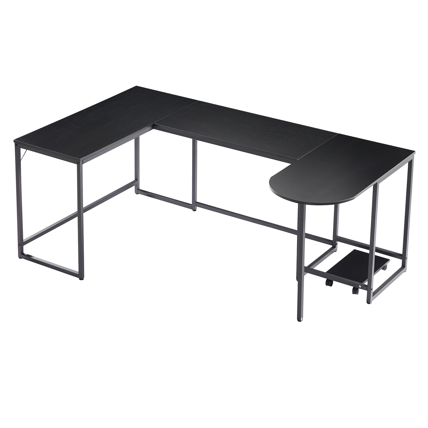 U-shaped Computer Desk, Industrial Corner Writing Desk with CPU Stand, Gaming Table Workstation Desk for Home Office (Black) (OLD SKU: WF198675AAB)