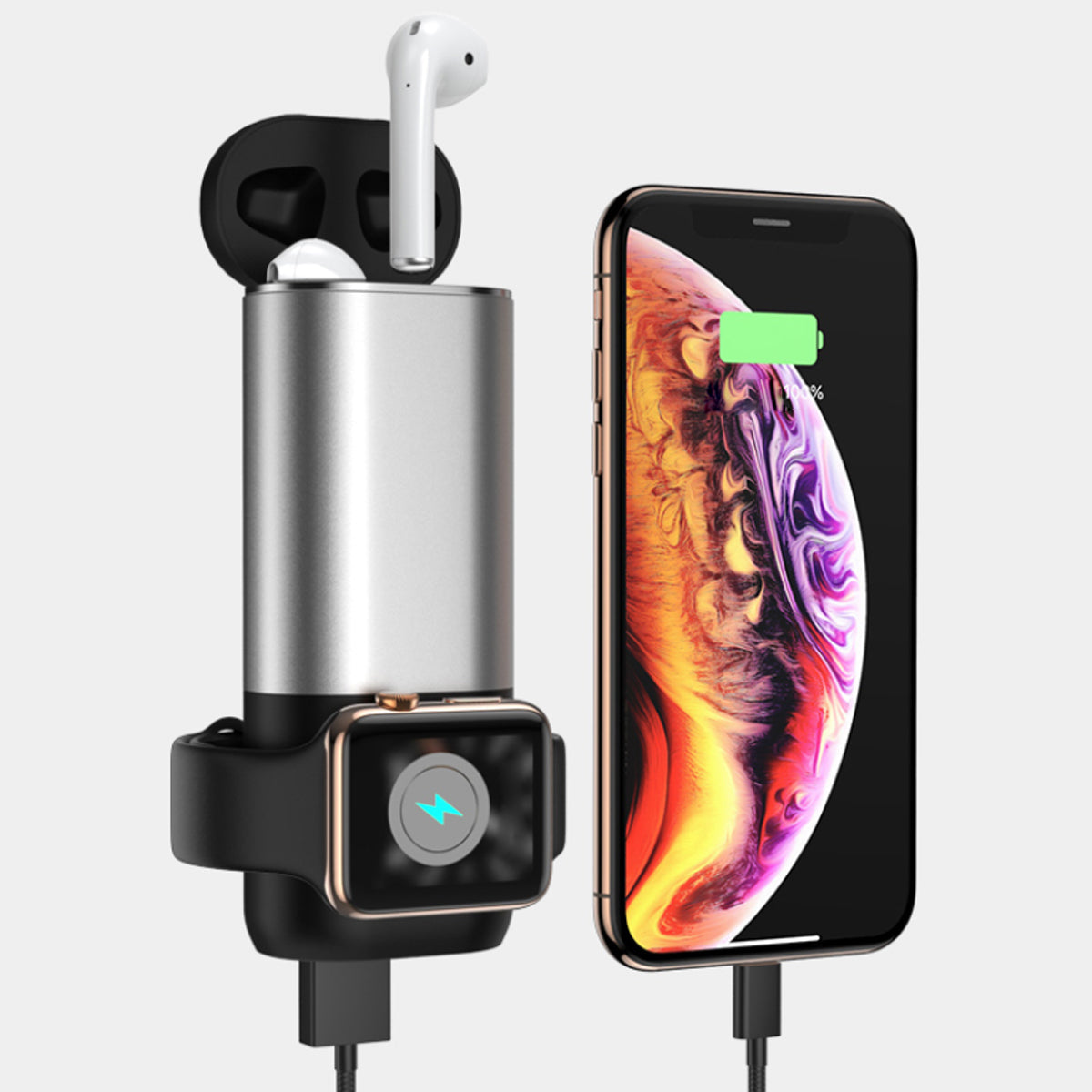 Porta 3 in 1 Wireless Charger For Apple Watch And Airpods Plus Phone by VistaShops