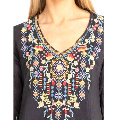 Private Garden Embroidered Tunic Tops In Vivid Colors by VistaShops