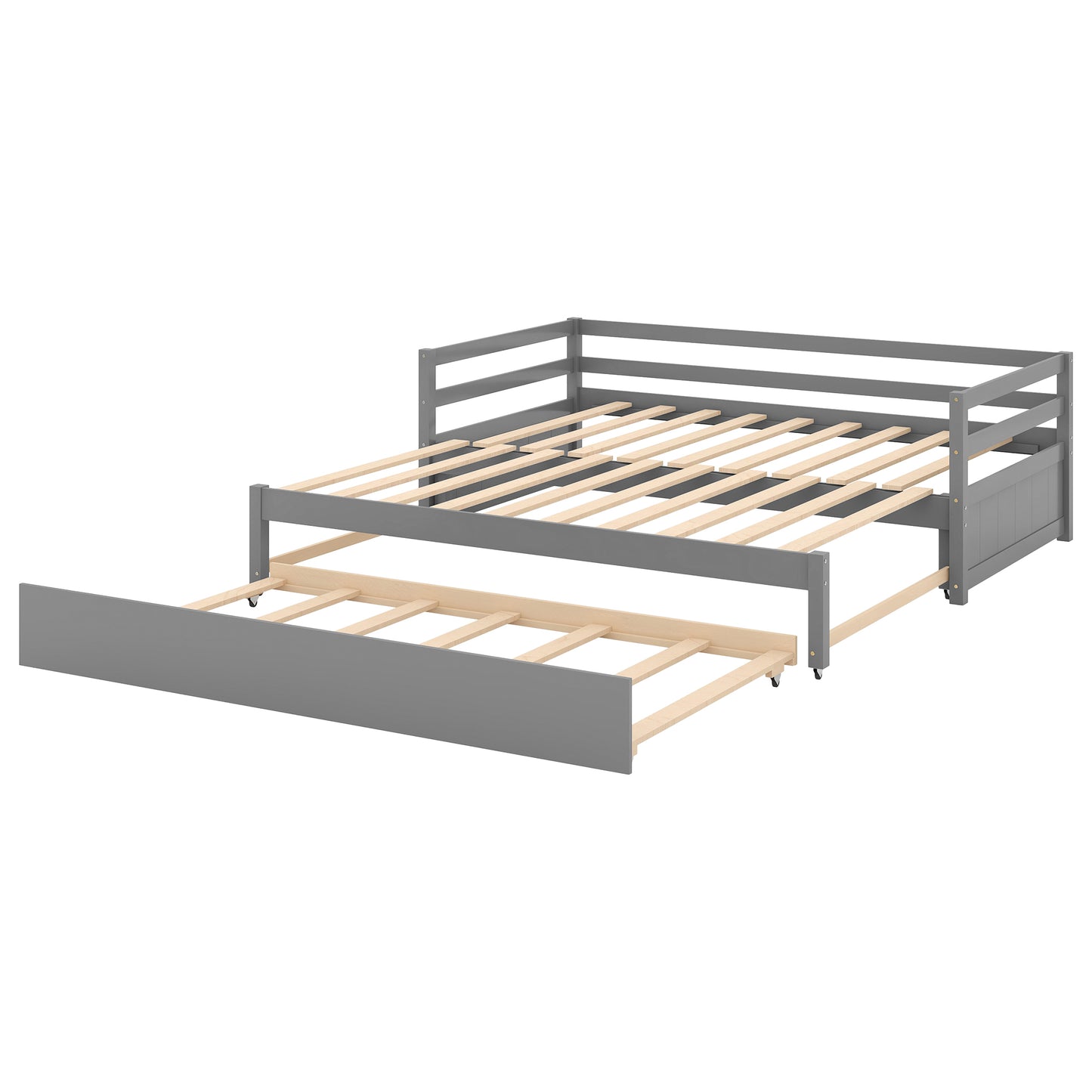 Twin or Double Twin Daybed with Trundle,Gray