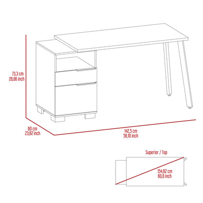 Andover Writing Desk with Built-in Cabinet Mahogany