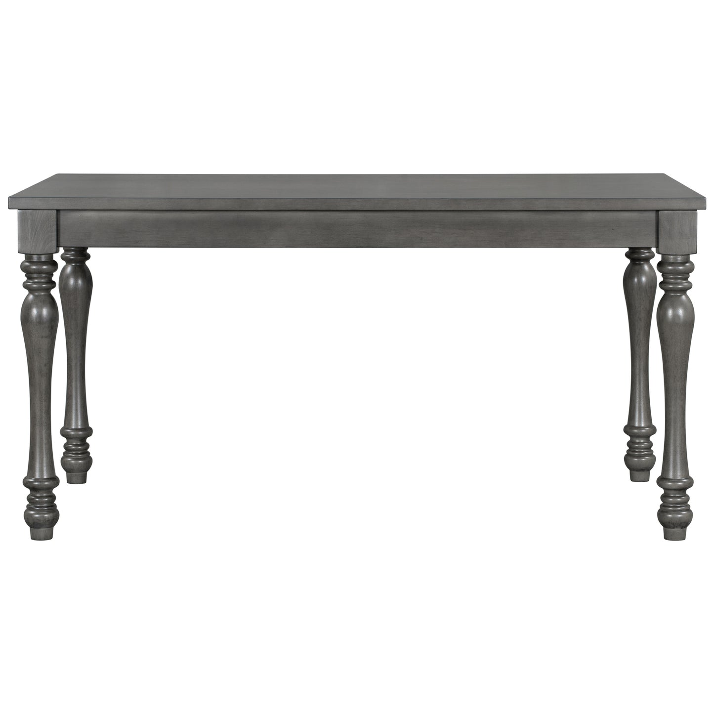 TREXM 6-Piece Wood Dining Table Set Rectangular Table with Turned Legs, 4 Upholstered Chairs and Bench for Dining Room (Gray)